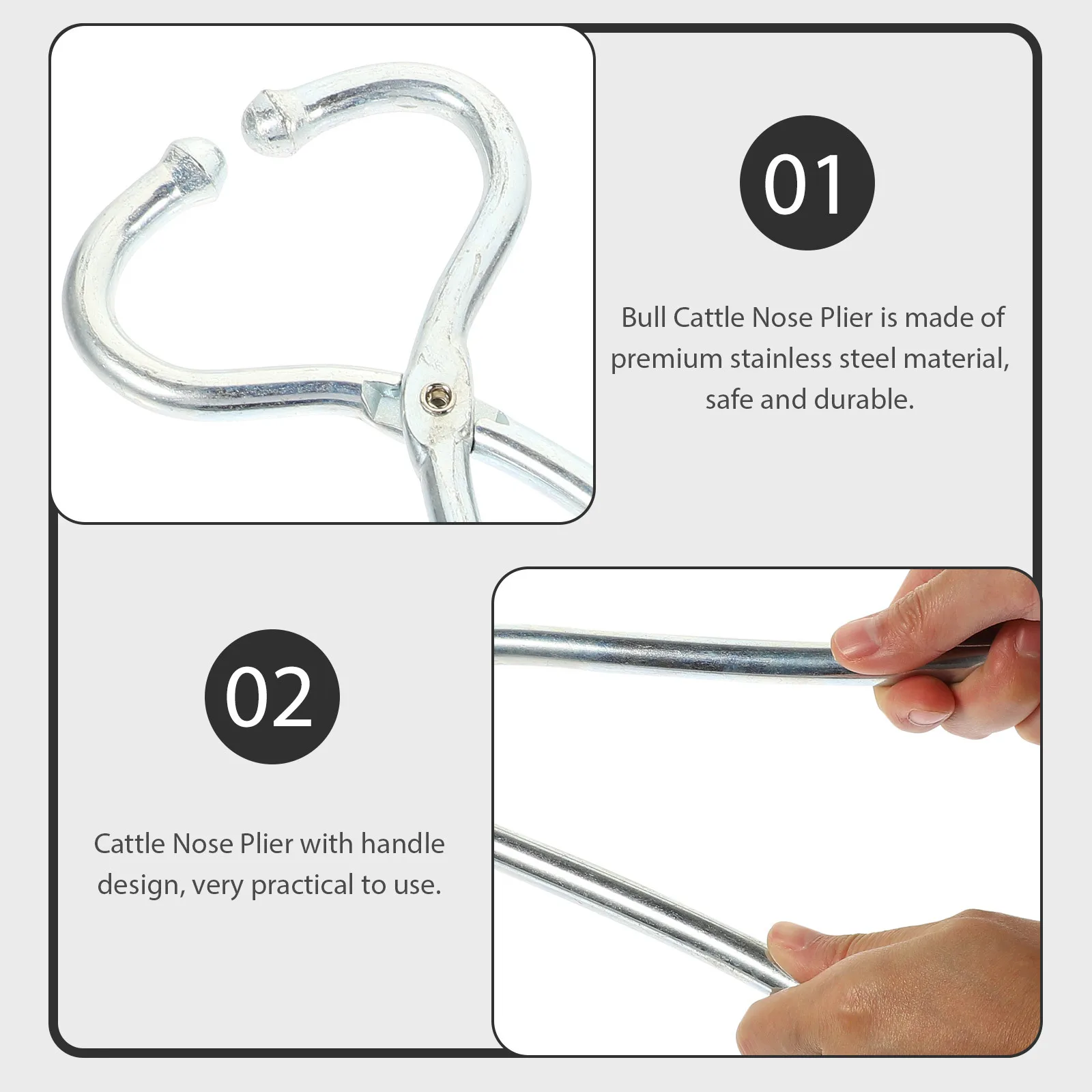 

1pcs Cow Plier Stainless Steel Cattle Nose Piercing Tool Farm Livestock Plier Reusable Metal Nose Pliers Animal Care