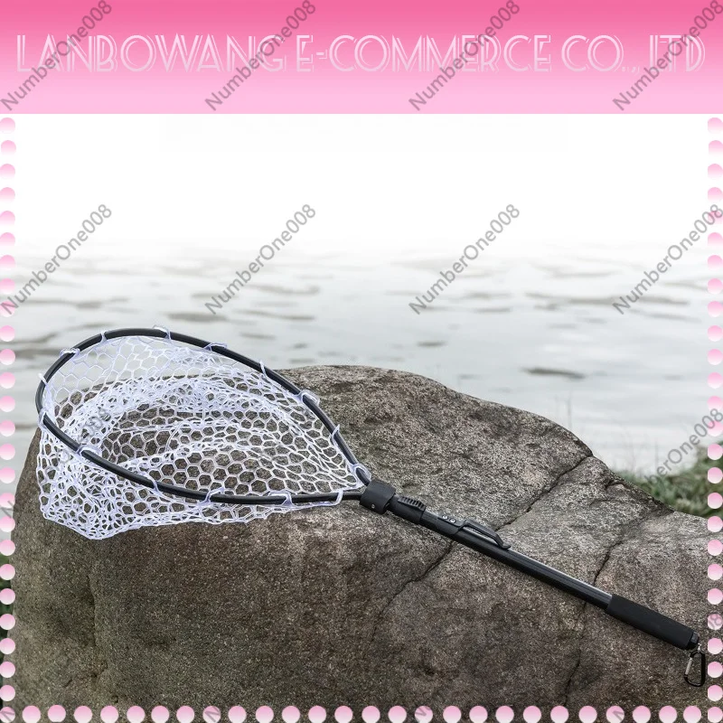 Black Aluminum Alloy Quick Fold Fly Fishing Landing Net Rubber Mesh Catch Release Net for Outdoor Fly Fishing Angling - view 5