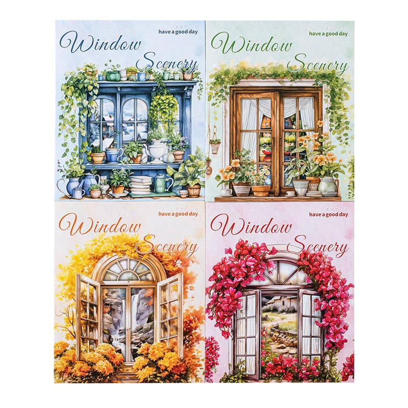 10pcs Kawaii Stationery Stickers Four Seasons Window View Sticker book Diary Decorative Mobile Stickers Scrapbooking   Stickers