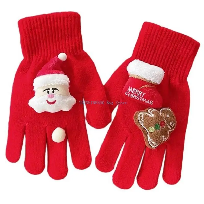 340D Festival Theme Gingerbreadman/Snowman Gloves for Outdoor Activity Warm Handwear
