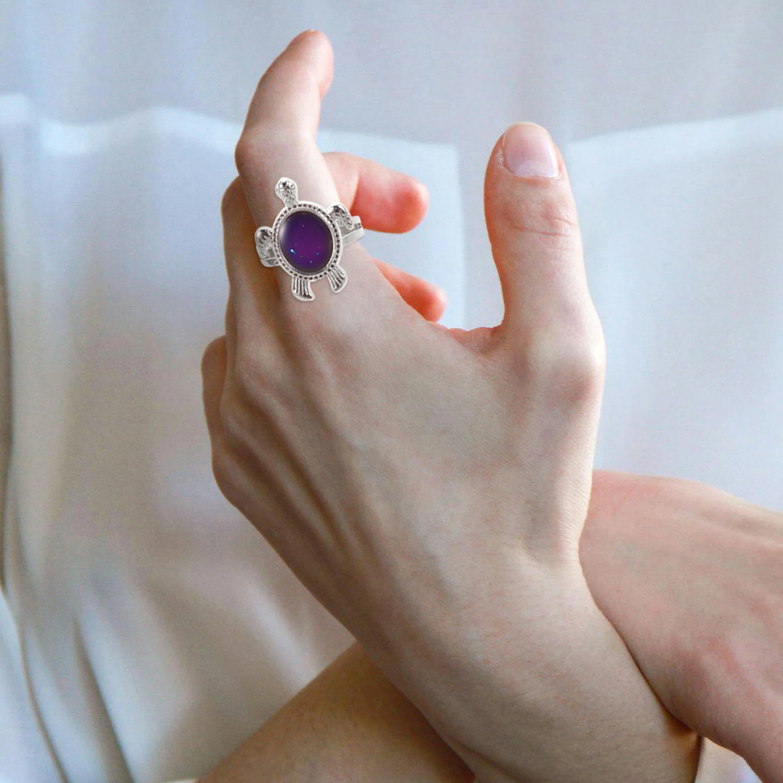 

6Pcs Adjustable Turtle Mood Rings Color Changing Temperature Sensing Rings Kids Girls Birthday Party Favors Emotion Jewelry