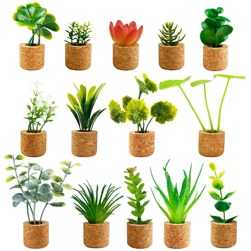 

14Pcs/Set Fridge Magnets Cute Plastic Plant Cactus Succulent Plant Photo Magnet Button Refrigerator Message Sticker Home Decor