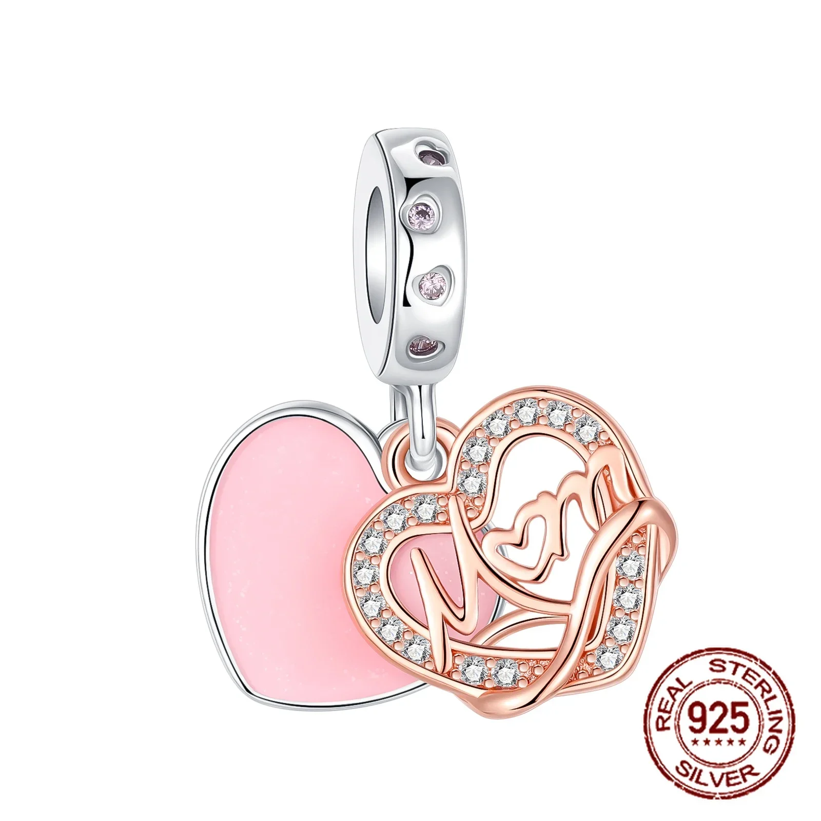 925 Sterling Silver Pendant Charms para Mulheres, Fits Originais Pulseiras Pandora, Fine DIY Jóias, Amor, Mãe, Família, Margarida, Presente