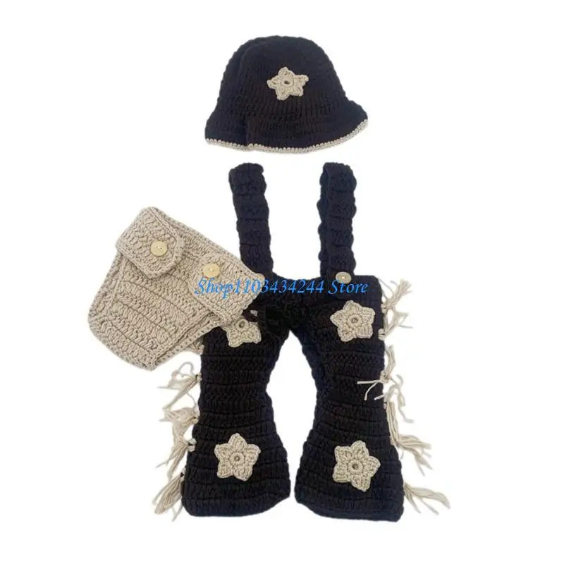 Photography Costume Clothing Props Crochet Knitted Hat Pants Diaper Outfit Infant Photo Clothes Baby Supplies