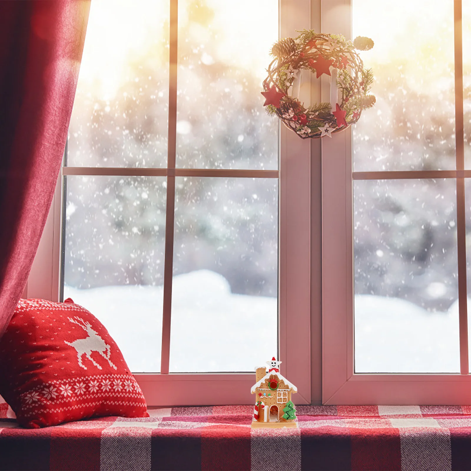 

Mini Resin House nament Lighting Decor Christmas Xmas L Adornment Holiday Home Accessories Bright Display Item