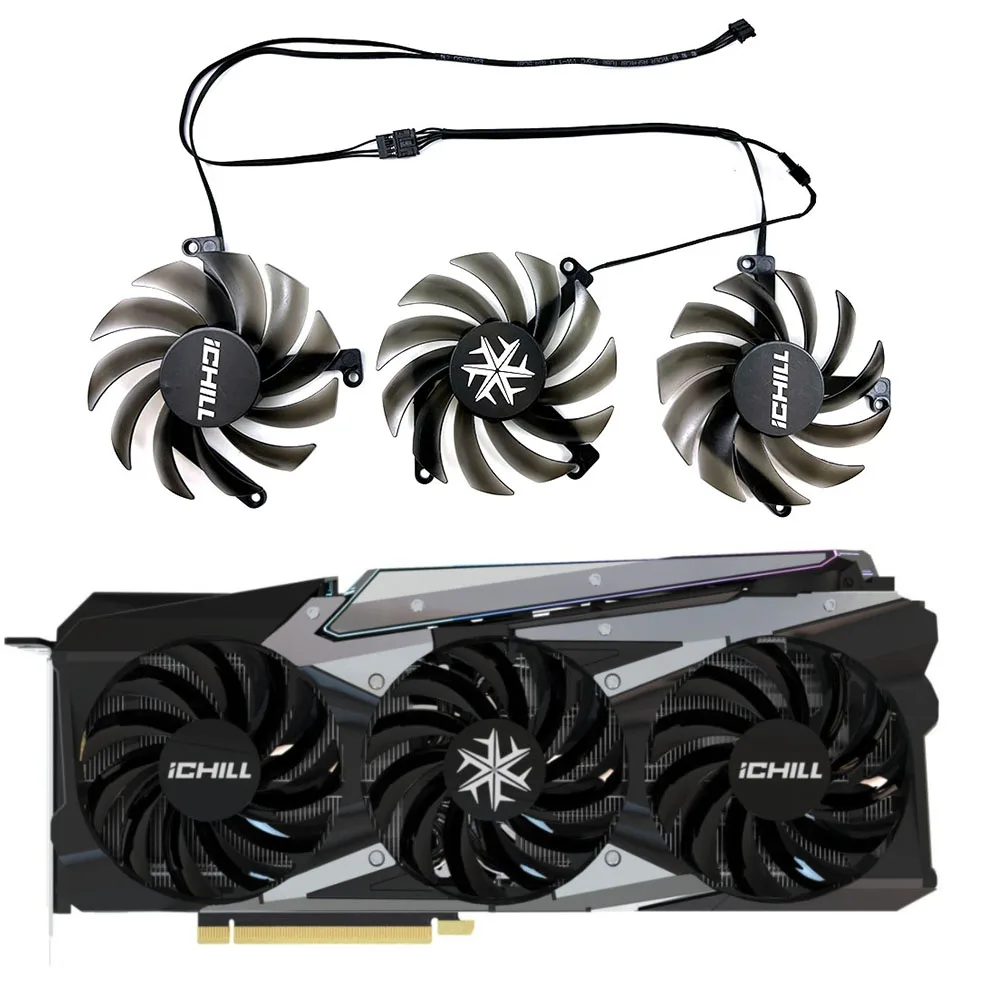 

NEW CF-12915S INNO3D RTX 3070、3080 iCHILL X4 FAN，For INNO3D RTX 3070、3070TI、3080、3080TI、3090 iCHILL X4 Video card cooling fan