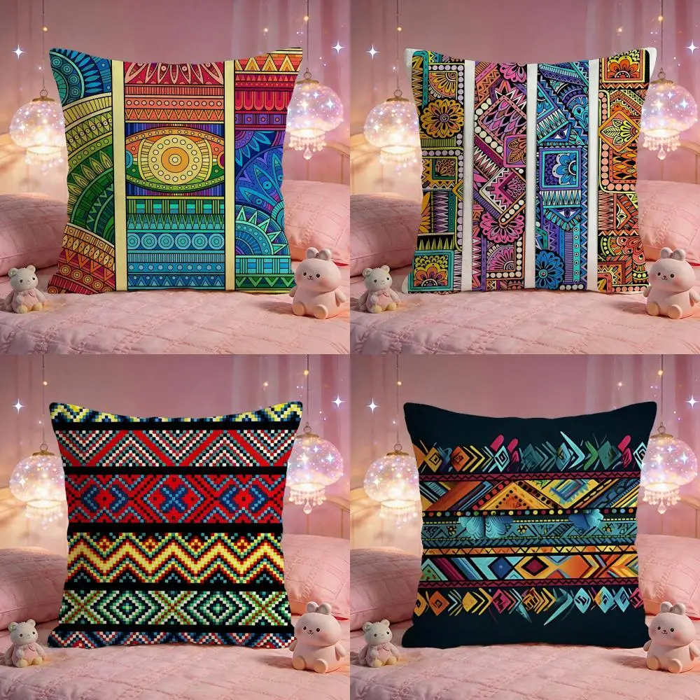 Exotic Ethnic element Cushion Cover Premium Comfort Reversible Pillow Cove -Two in One Design for Any Room & Car Interior