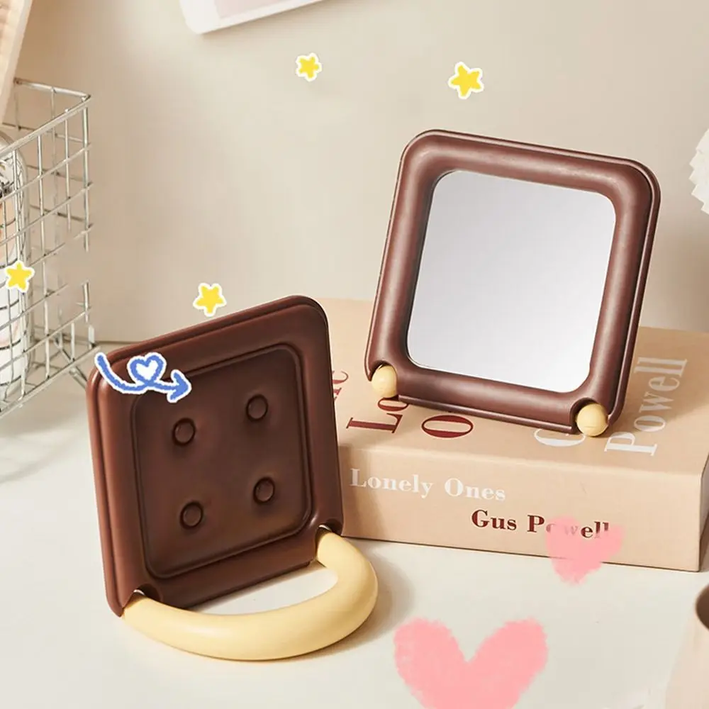 Chocolade Vorm Desktop Make-Up Spiegel Draagbare High Definition Handheld Tas Make-Up Spiegel Eenvoudige Dressing Spiegel Vrouwen