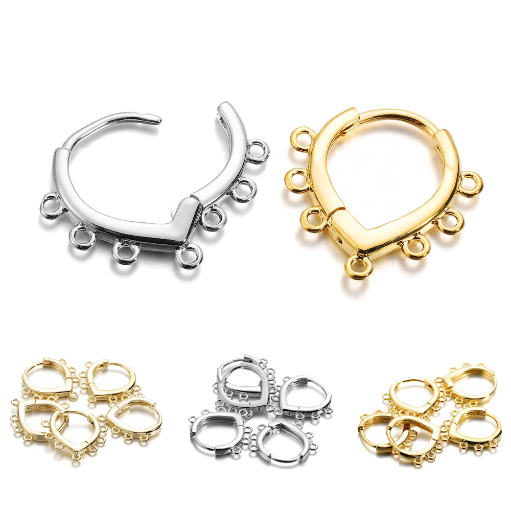 

8Pcs 17MM 18K Plating Gold Lever Back Earring French Hook Ear Wire With 7 Loop Settings Base For DIY Jewelry Making Supplies