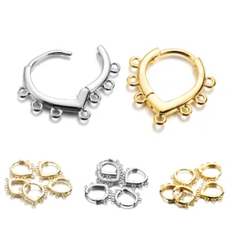 8Pcs 17MM 18K Plating Gold Lever Back Earring French Hook Ear Wire With 7 Loop Settings Base For DIY Jewelry Making Supplies