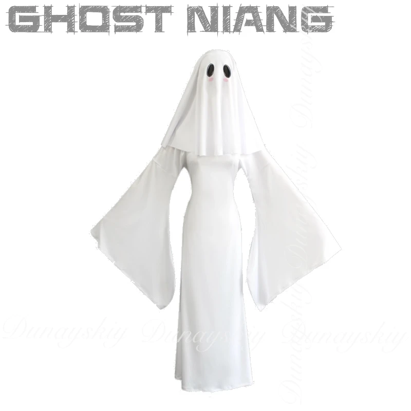 Halloween mme abricot personnage Original fantôme Niang Cosplay avec une couleur blanche le même Costume de Cosplay fantôme mignon plein de Costume