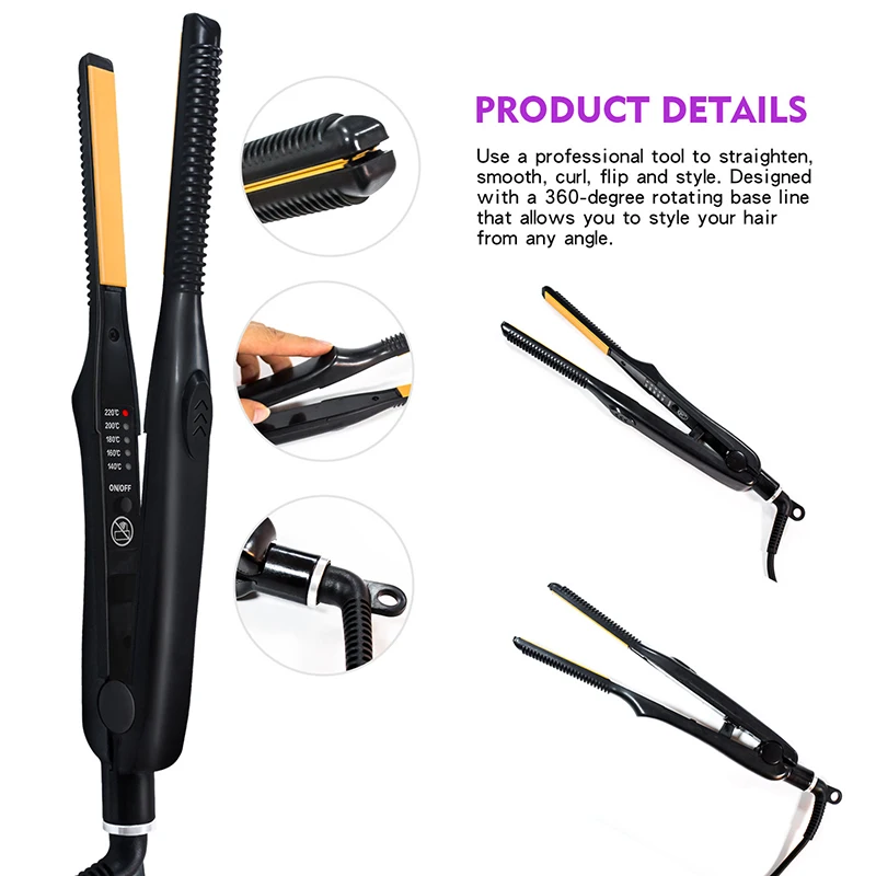 Portable mini straightener and curling iron in one unit, ultra-thin ceramic flat iron tool, suitable for home or hotel use 4