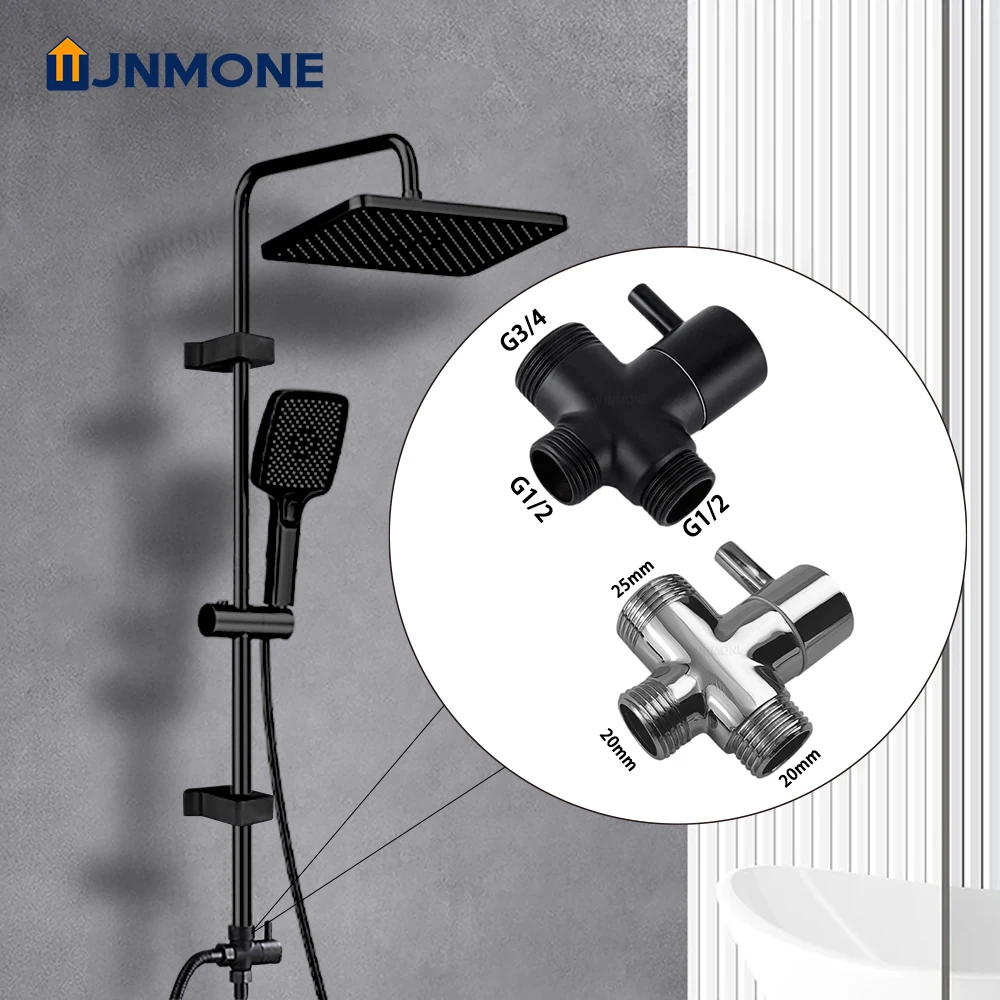 Copper G1/2-G3/4 Shower System T Adapter Diverter Valve 3 Way Tap Water Separator Shower Head Converter for Bathroom Accessories