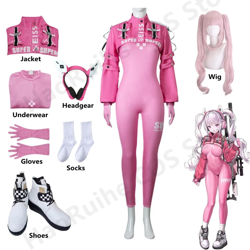 

NIKKE Alice Cosplay Costume The Goddess of Victory Alice Cosplay Wig Sexy Women Lovely Uniform Bodysuit Jacket Headphones Gloves