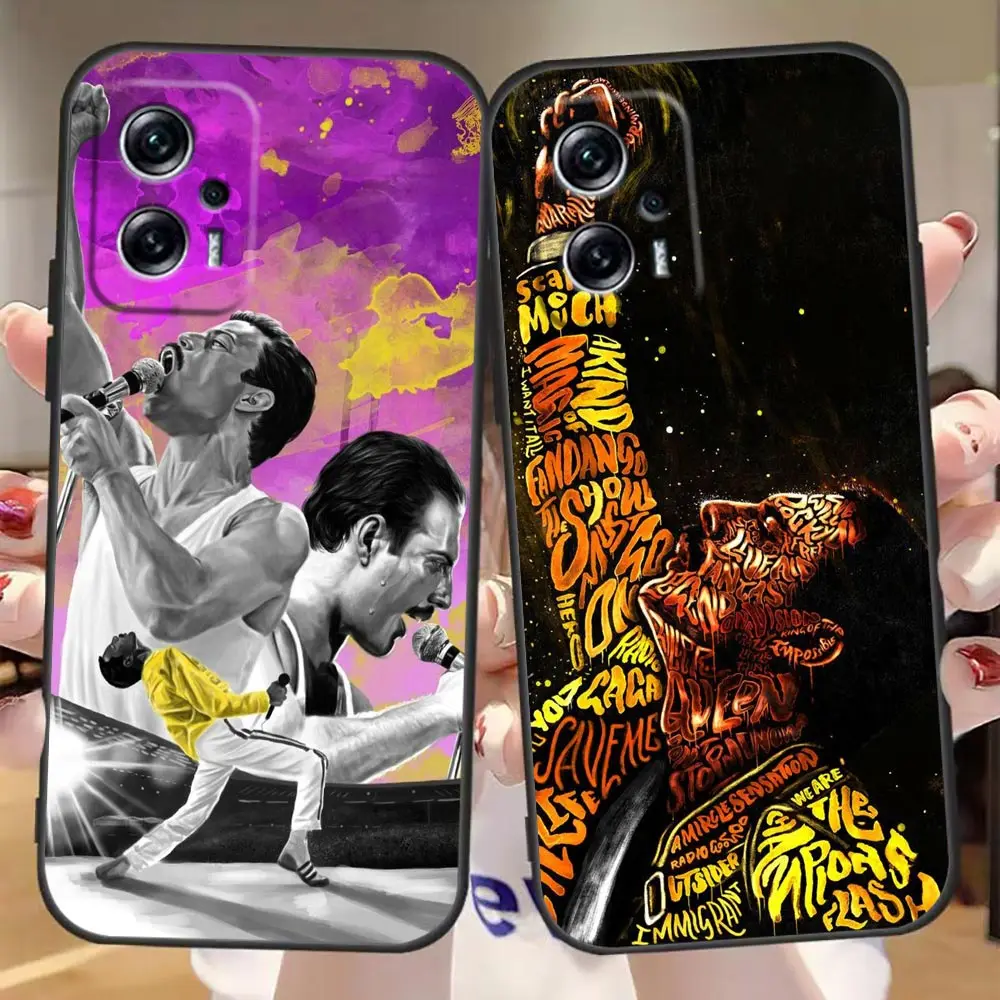 Queen Freddie Mercury Phone Case For Xiaomi Redmi Note 12 Turbo 12S 11 11T 11S 10 10S 9 9S 9T 8 8T Pro Plus 5G Black Soft Cover