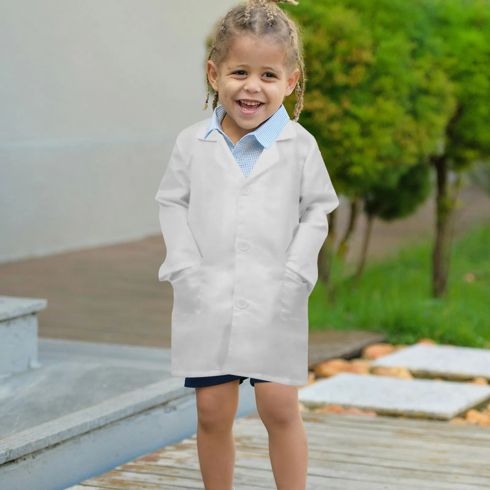 

Children White Coat Lab Toddler Experimental Clothes Kids Polyester Halloween Doctor Nurse Costume Roleplay Party