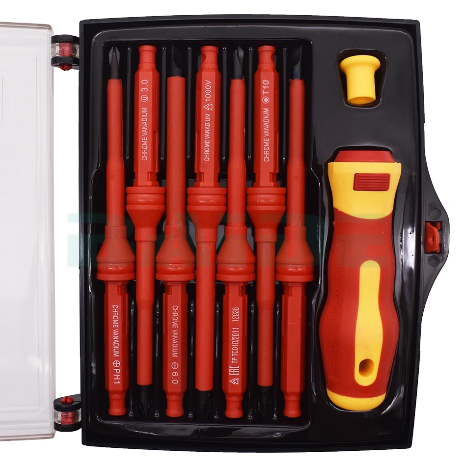 8PCS VDE Electricians Screwdriver Set Tool Electrical Fully Insulated High Voltage Multi Screw Head 10set/lot