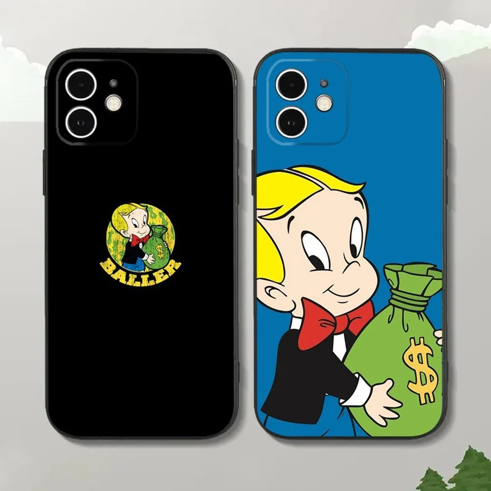 

Cute R-Richie Rich Phone Case For iPhone16,15,14,13,12 Mini 11 Pro XR,X,XS,MAX 7,8 Plus Silicone Cover Soft Black