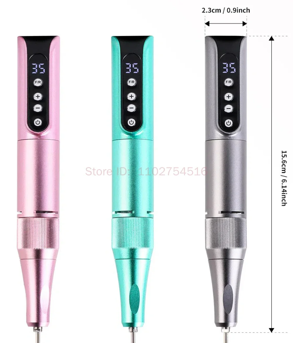 35000 RPM draadloze oplaadbare draadloze elektrische nagelvijl voor acryl gelnagels machine met LED-display nagel manicure set