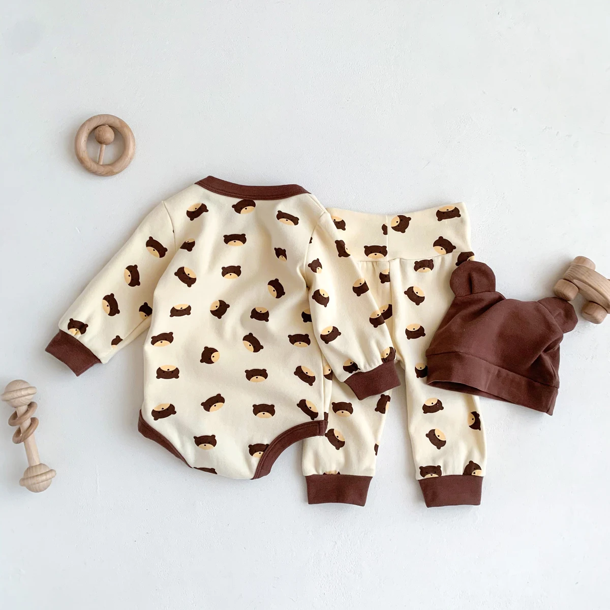 2024 Spring Baby Boys Girls Clothes Cotton Long Sleeved Top + Pant + Hat Three Piece Set Baby 0-2 Years Old Newborn Suit