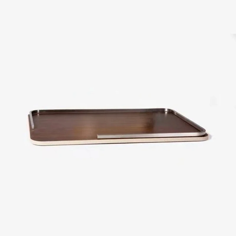 Wooden Storage Tray Log Color Trays Kitchen Stainless Steel Storage Accessories Living Room Multi Functional Cutlery Organizer
