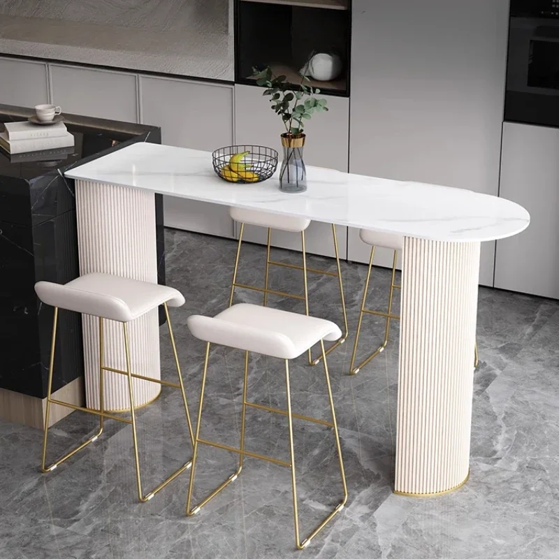 Cream Wind Rock Slab Bar Counter Small Household Bar Counter Table Chair Combination Creative Partition Bar Tavolo Counter Table