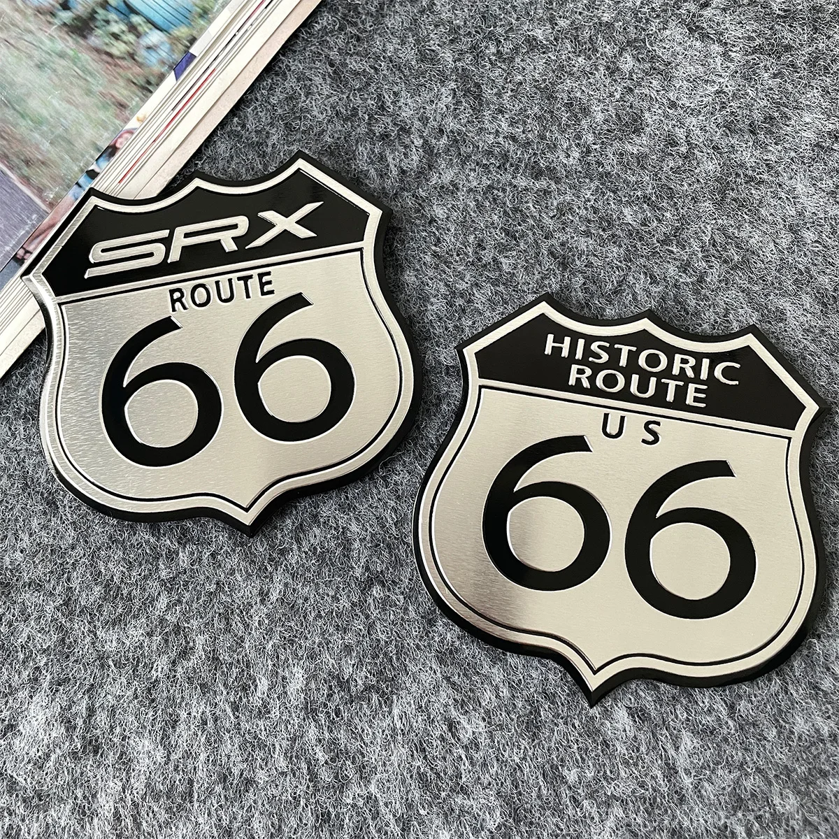 3D Motorcycle HISTORIC ROUTE 66 ROAD Embleem Badge SRX Sticker Decals Retro Style Motorcycle Body Fuel Tank Cap Decals