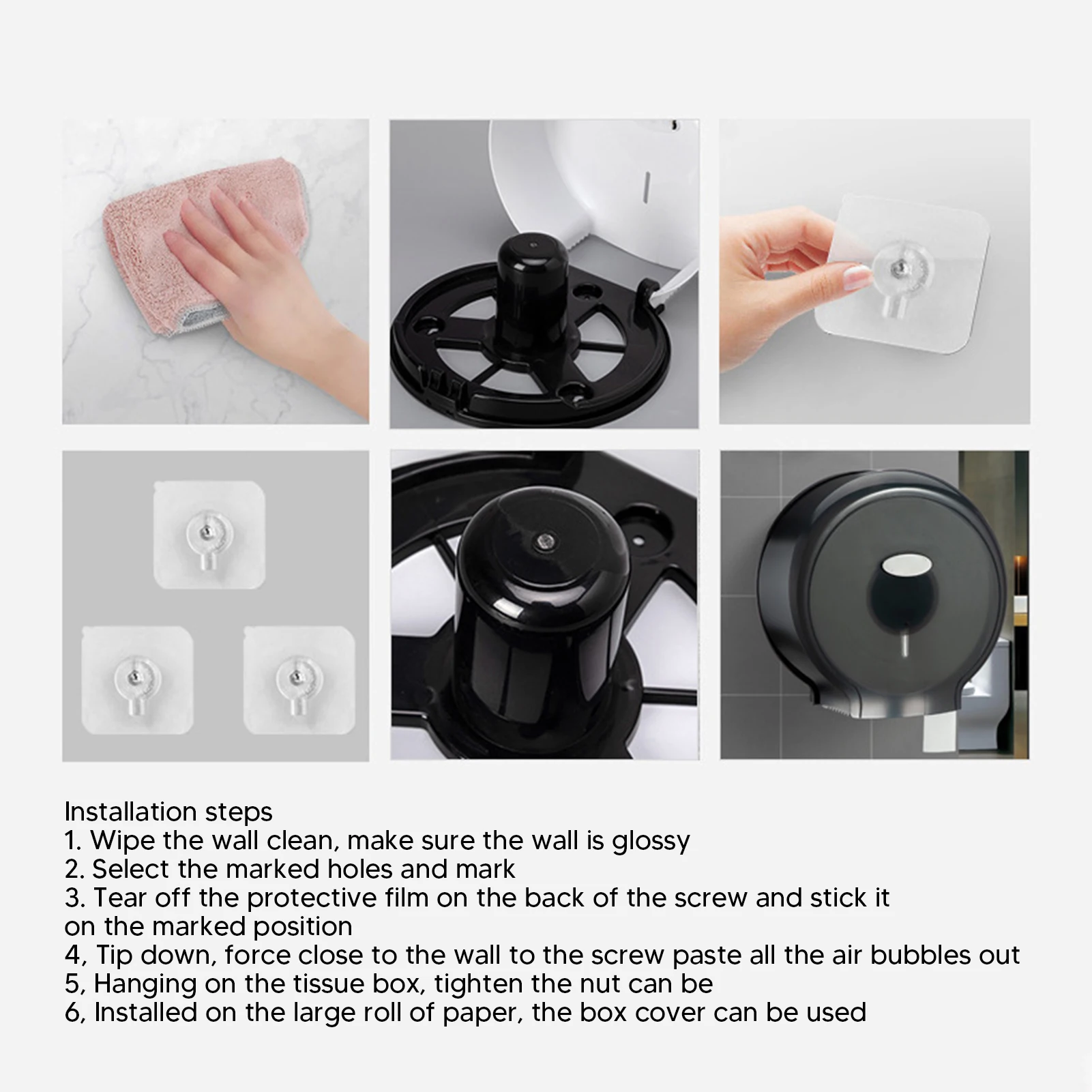 Toilet Paper Holder Box Waterproof Wall Mount Jumbo Paper Roll Dispenser for Single Roll Tissue Punch  Holder Bathroom Accessory