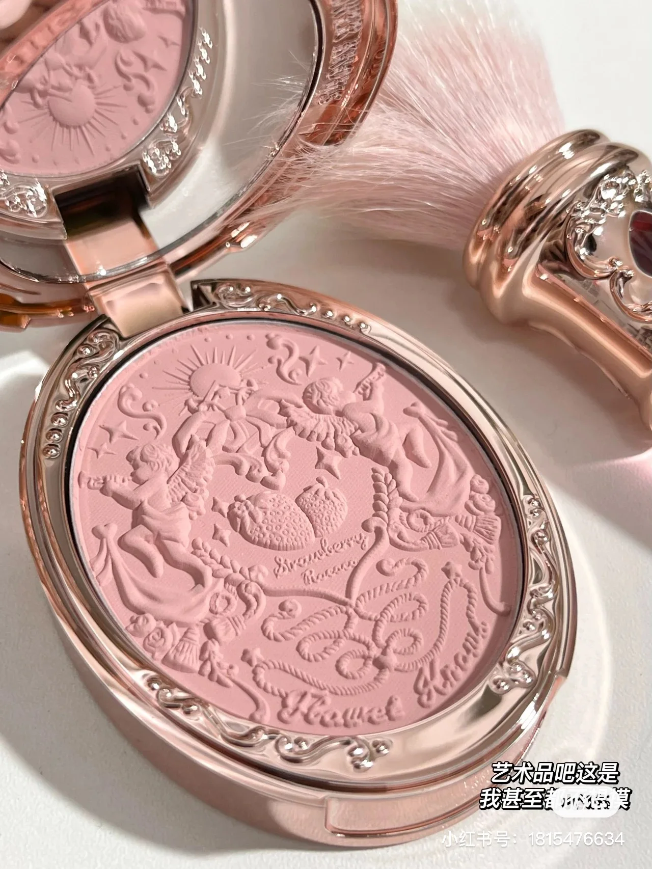 Flower Knows Strawberry Rococo Embossed Matte Blush Pigmented Fine Powder Makeup Smooth Long-Lasting All Day Face Enhancing