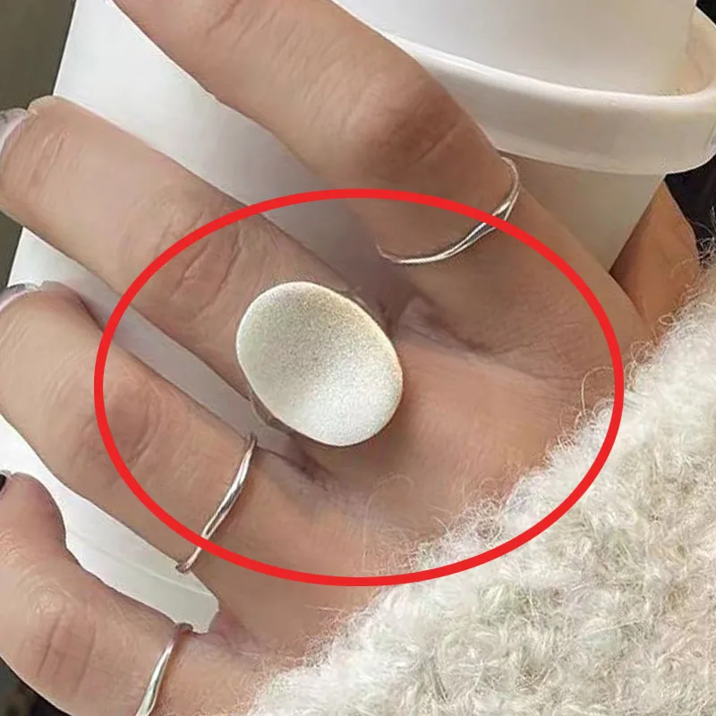 Women's 925 Silver Adjustable White Circle Hollow Ring, Elegant Gift