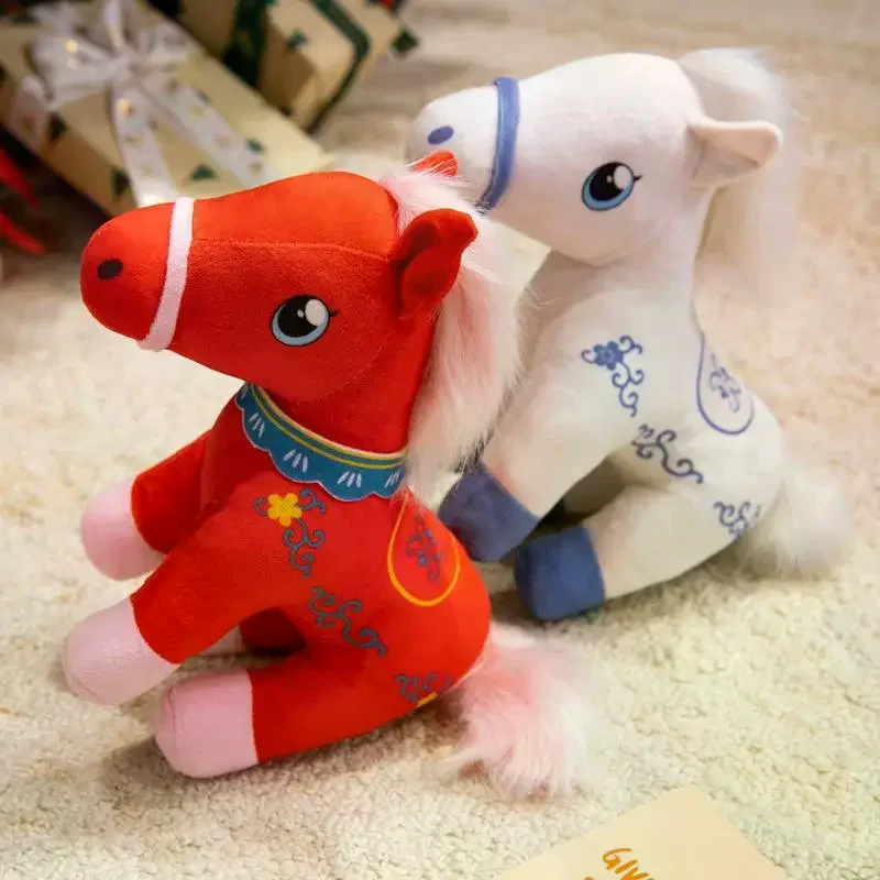 2026 ano novo cavalo mascote simulação pônei boneca de pelúcia brinquedo macio pelúcia bonecas decoração para casa para crianças presentes