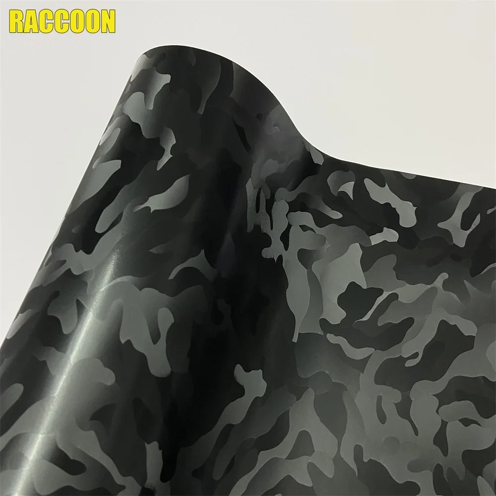 Black Stealth Camo Vinyl Wrap Film Ghost Carbon Fiber Car Vinyl Stickers For Vehicle Motor Bicycle