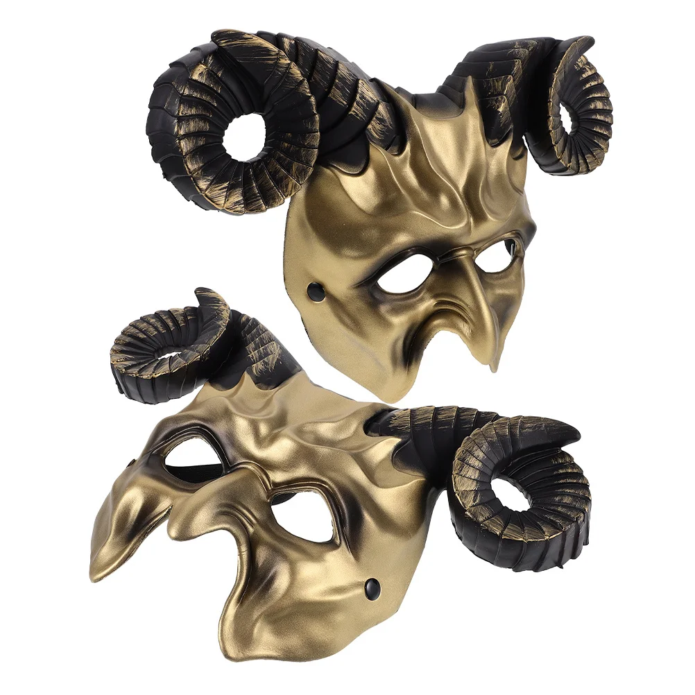 

2Pcs Ox Horn Mask Half Face Lightweight Comfortable Breathable for Halloween Party Cosplay Masquerade Festival