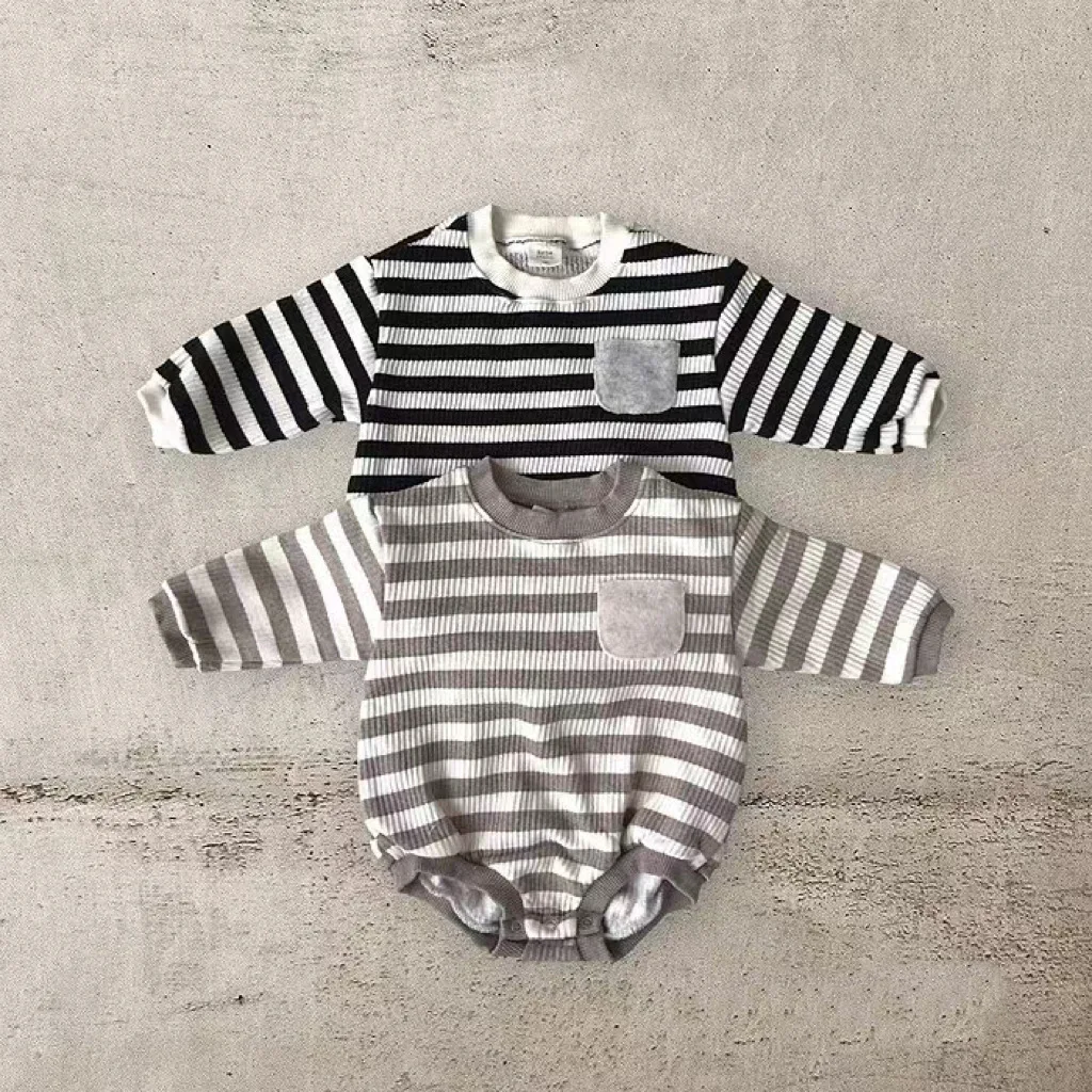 

2025 Autumn New Baby Casual Bodysuit Fashion Newborn Infant Long Sleeve Striped Jumpsuit Cotton Toddler Boy Girl Clothes 0-24M