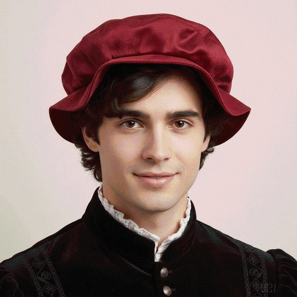 Faux Suede Medieval Flat Cap Elastic Band Solid Color Renaissance Beret Hat Breathable Fabric Classic Shape