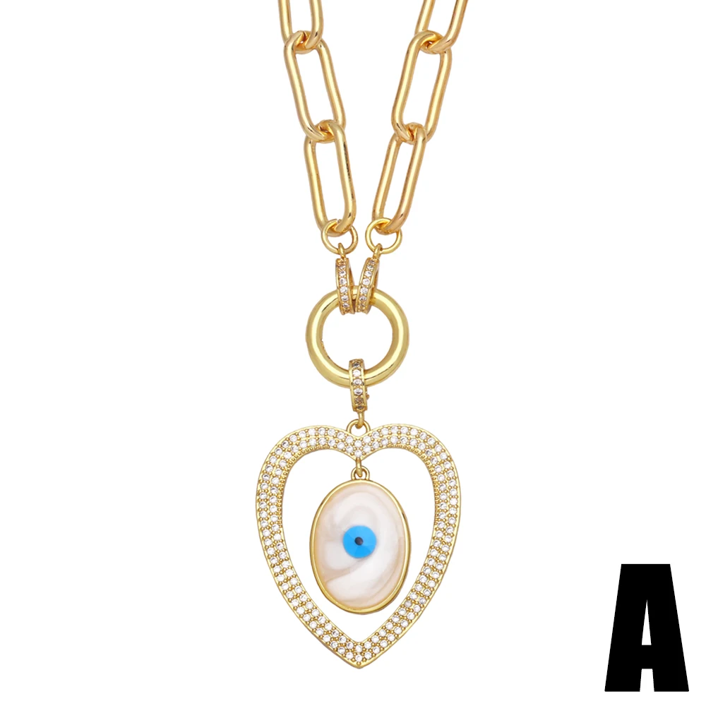 FLOLA Cuban Link Chain Eye Heart Pendant Necklace Copper Zircon White Stone Crystal Dinosaur Necklace Wholesale Jewelry nkeb048 image 5