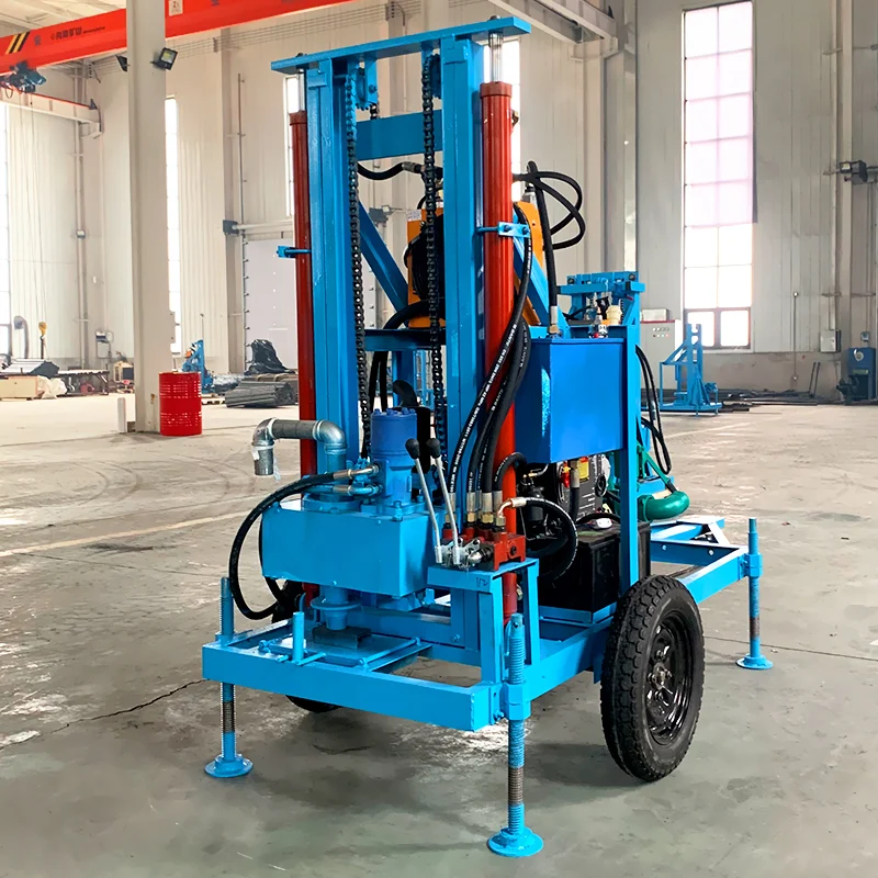 

Customized Flexible Mobile Water Well Drilling Rig Diesel Hydraulic 22HP 100m Wheel Type High Quality Drilling