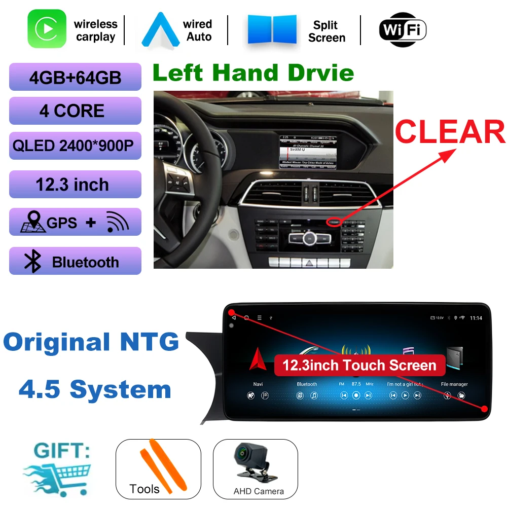 Draadloze CarPlay voor Mercedes Benz C Klasse W204 2007-2014 Auto Multimedia Speler Android Spiegel Link AirPlay Functie Navi GPS
