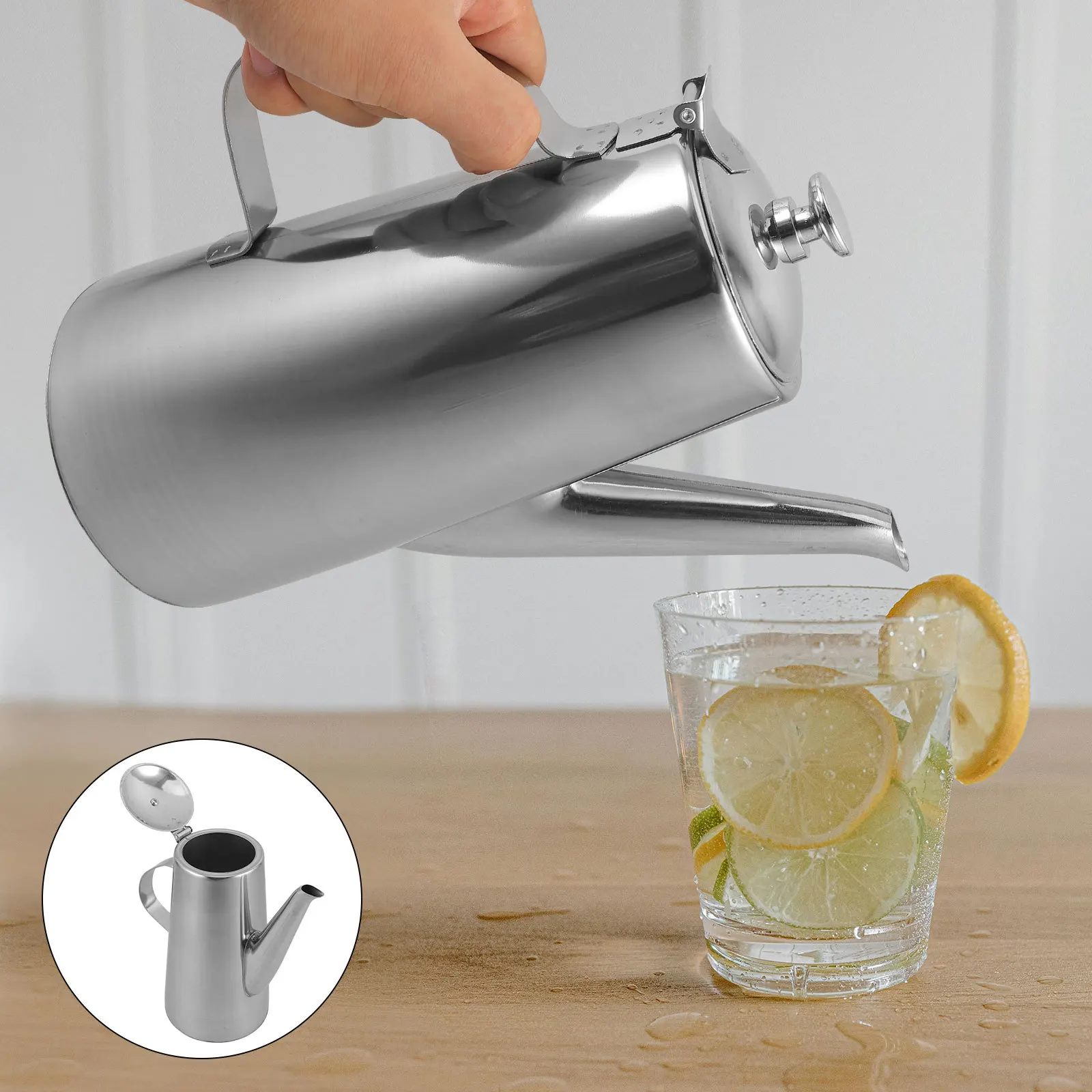 

Spout Teapot With Lid Cold Water Kettle Stainless Steel Tea Pot For Home Office Modern Kitchen Tea Kettle