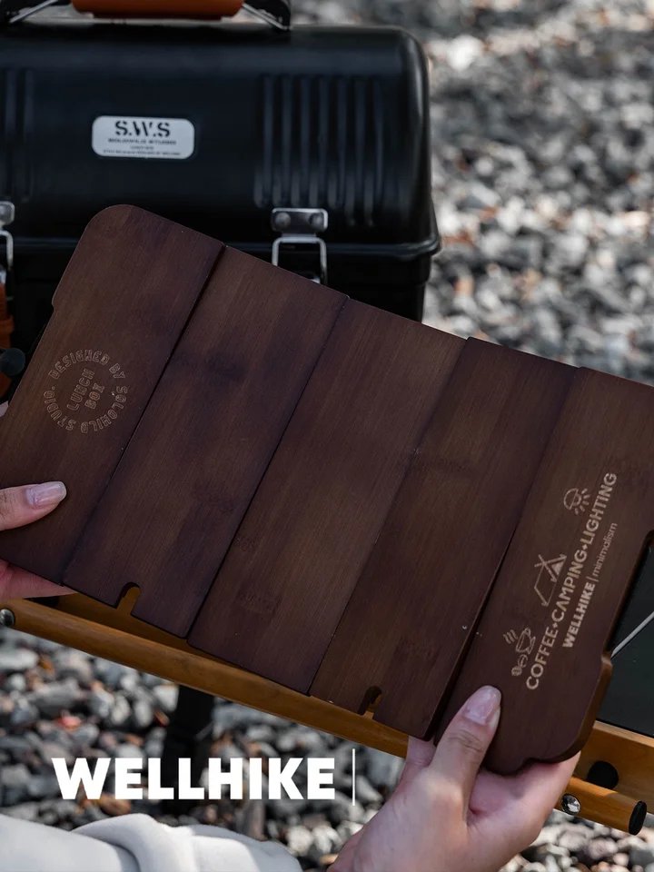 ハンドメイド 木製ランチボックス／コーヒーボックス アウトドア・ピクニックに WELLHIKE ランチボックス 5 層木製ボードレトロアウトドアキャンプ