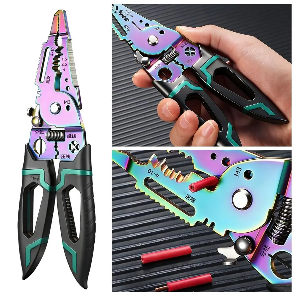 Multi-Functional Wire Stripper Industrial Grade High Hardness Electrician Wire Stripper Needle Nose Industrial Wire Stripper