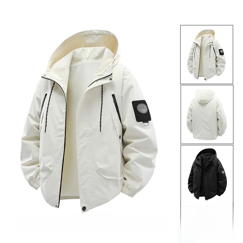 

Sli Men's Hooded Casual Jaet Trendy Retro American Feel Faion Outerwear Spring Autumn New Arrival Polyester Nylon Com...