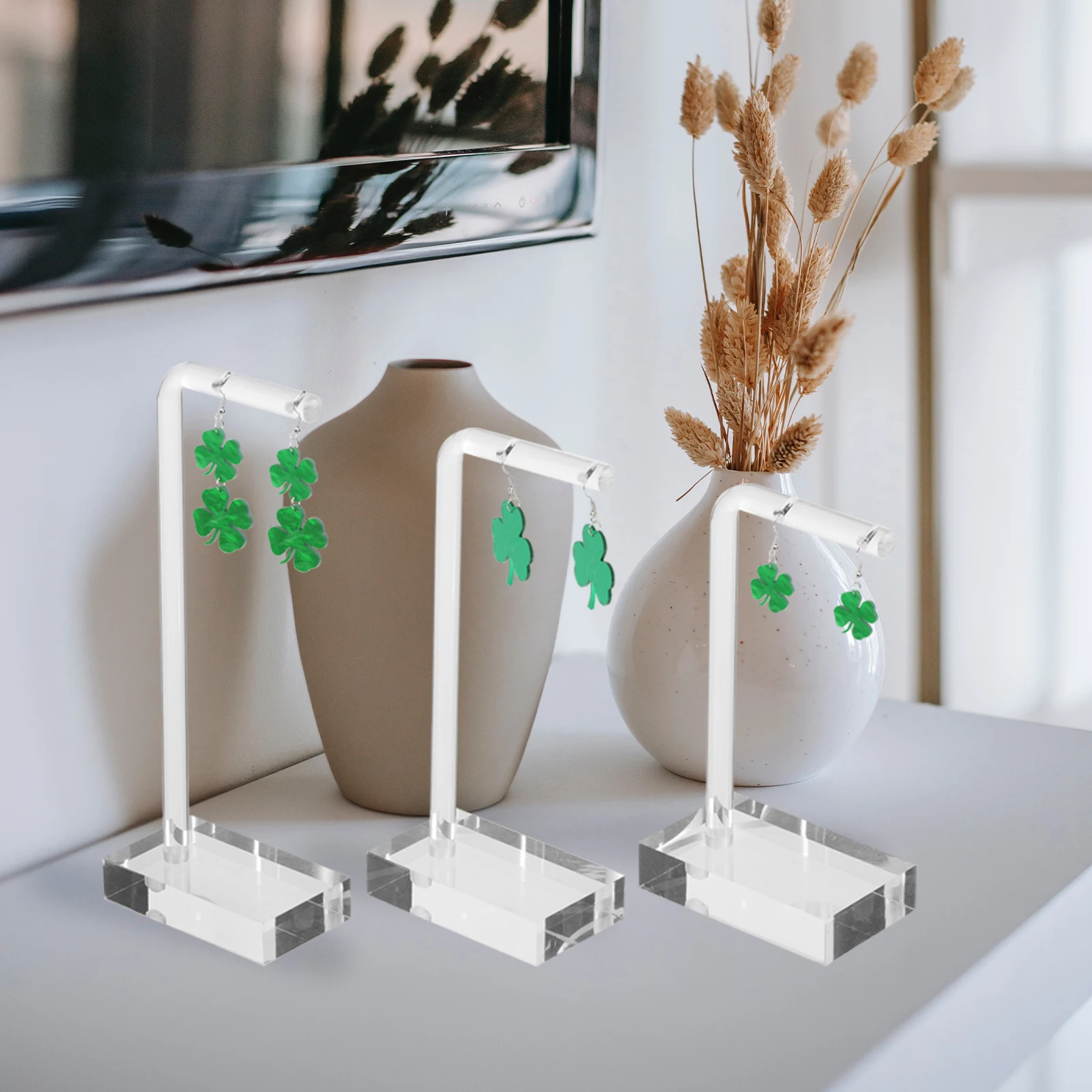 

3 Pcs Acrylic Earring Display St Holder Rack Clear Transparent Jewelry Storage T Shape Desk ganization Accessories
