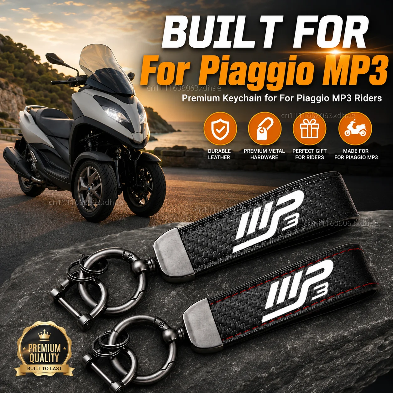 

High-Grade Leather Motorcycle Keychain Holder Keyring Accessories For Piaggio MP3 125 300 400 500 MP3125 MP3300 MP3500 2025