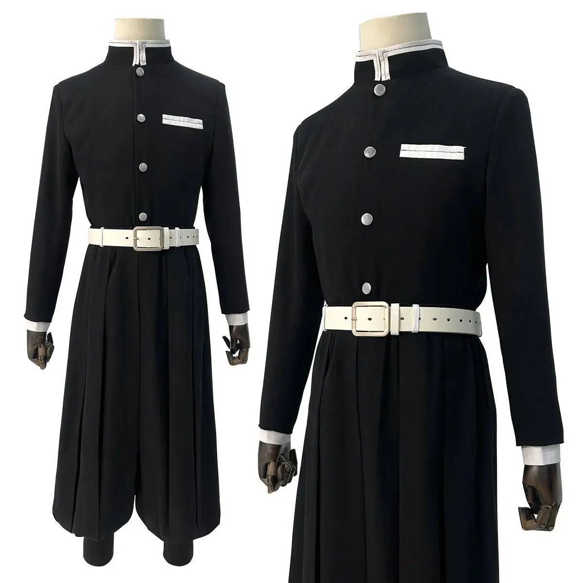 

Anime Kamado Tanjirou Agatsuma Zenitsu Cosplay Costume Embroidery Black Team Uniform Elastic Pants Belt Cos Halloween