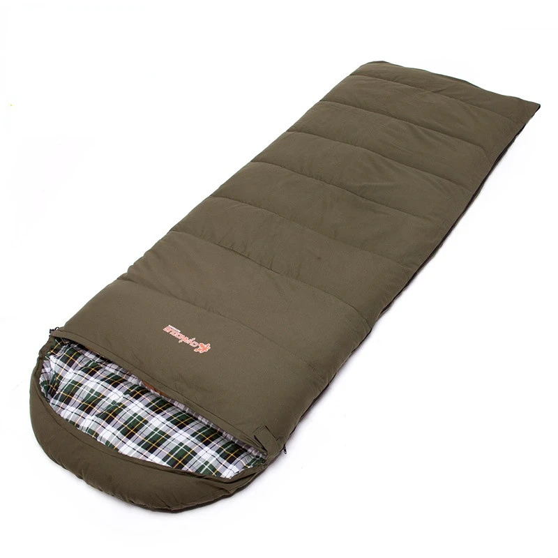 Outdoor Camping Warm Sleeping Bag Extended Canvas Insulated Inner Liner Single Widened Hooded Envelope Sleeping Bag