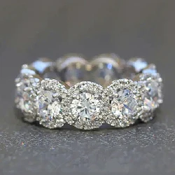 Huitan Bling Bling Cubic Zirconia Rings Micro Paved Round CZ Promise Love Ring Fashion Accessory for Women Wedding Bands Jewelry