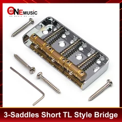 Short TL Bridge Brass 3-Saddles for TL Style 76.5x35.5mm Chrome Electric Guitar Bridge