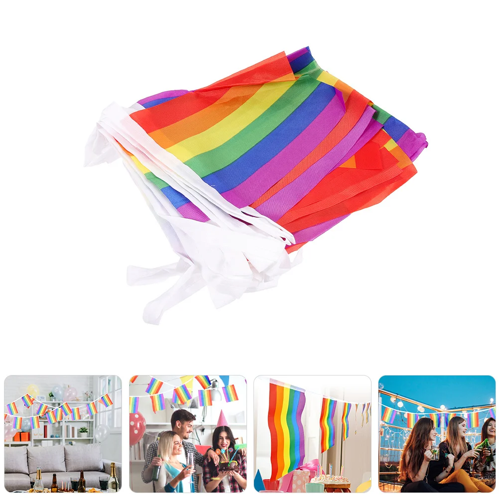 قوس قزح معلقة راية فخر العلم سلسلة العلم دائم البوليستر ديكور الديكور التقدم أعلام فخر