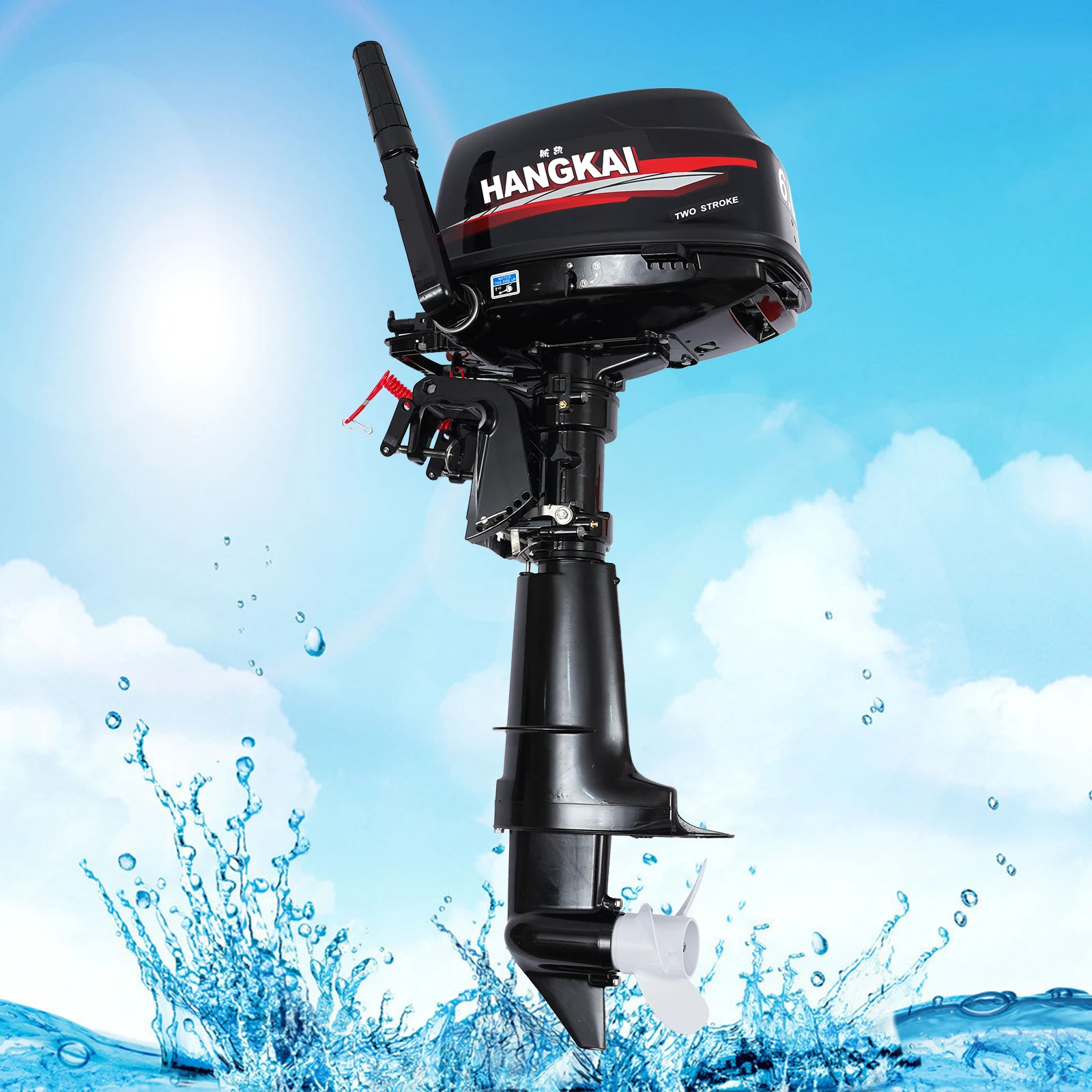 6HP 2-Stroke Outboard Motor 102CC 4.4KW Marine Inflatable Fishing Boat Engine Water Cooling CDI System Short Shaft 4500-5500RPM